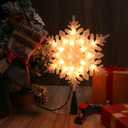 Brizled Christmas Snowflake Tree Topper, 9.25in Lighted Christmas Treetop with 20 Warm White Lights, 120V UL Certified Plug in Christmas Tree Top Star for Xmas Tree Indoor Party Home Office Decoration