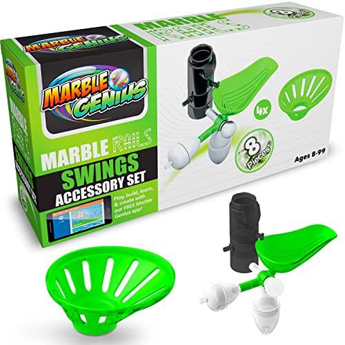 Marble Genius Add-on Accessory Marble Rails Swings & Catches Set, 8 Piece Marble Run for Kids 8+ (4 Swings & 4 Catches), STEM, Great for Kids & Teens 2 Pack