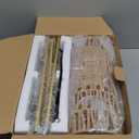 Floor Lamp for Living Room,Farmhouse Floor lamp,Modern Standing lamp with Hand-Worked Rattan Shade (Round Rattan Shade Gold Color-3 Color Bulb)