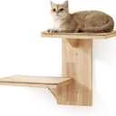 FUKUMARU Cat Wall Shelves, 2 Platform Kitten Wall Furniture, Tree Shape Wall-Mounted Floating Shelf with Sisal Mat, Solid Rubber Wood Cats Perch for 16 Inch Drywall, Suitable for Climb, Play, Nap
