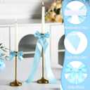 Vesici 60 Pcs Blue Satin Ribbon Bows Blue Baby Shower Bows Adhesive Premade Satin Chair Sashes Large Coquette Decoration for Gift Wrapping Candlestick Wedding Bridal Shower Bachelorette Party
