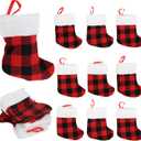 Iconikal 24-Pack Mini Christmas Stockings, 6-Inch, Red Buffalo Plaid Decoration Ornament