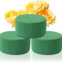 MIDELONG Round Floral Foam Blocks, 3.2" X 1.6" Green Wet Dry Flower Foam Plant Foam for Fresh & Artificial Wedding Aisle Flower Arrangements Party Decoration DIY Craft, Pack of 3