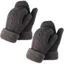 CZBRO 2 Pcs Dark Grey Women's Winter Gloves, Winter Warm Mittens Thick Knitted Gloves Mittens Warm Soft Lining Cold Weather Accessories Gifts