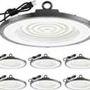 AIKVSXER 200W UFO High Bay Light 6 Pack, 6000K LED Shop Lights Plug & Play | 30000LM Commercial Bay Lighting IP65 Waterproof Garage Light, CRI>85 No Flicker, 120 Beam Angle, 5ft Cable 60000hrs Lifespan