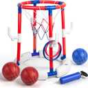 Pool Basketball Hoop Pool Toys for Kids Ages 8-12 4-8 Portable Small Mini Inflatable Pool Basketball Hoop Poolside Water Swimming Pool Games for Adults 3-5 Teens Boys Outdoor Fun Party Bath