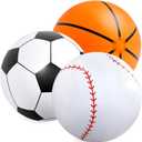Lewtemi Giant Inflatable Sports Balls Large Inflatable Beach Ball Baseballs Soccer Rainbow Basketball Football for Sport Birthday Party Favor(3 Pcs,Soccer, Baseball, Basketball,40 Inch)
