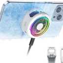 Black Shark FunCooler 5 Magnetic Cell Phone Cooler for Gaming, Portable Mobile Phone Cooling Fan with RGB Light, Cellphone Radiator for iPhone Magnetic Series/Android/Tablet/iPad (White)