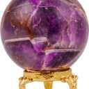 FASHIONZAADI Amethyst Crystal Rock - Gemstone Ball - Gem Sphere - Wiccan Altar Table - Witchy Office Decor - Spiritual Gemstones - Altar Table Decor - Amethyst Sphere Geode
