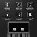 Universal 18650 Battery Charger,2 Bay Battery Charger for 3.7V Li-ion Rechargeable Battery 26650 18650 18500 18350 17670 16340 14500 14650