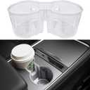 SOULWIT Center Console Cup Holder Insert for Tesla Model 3/Model3(2017-2023) and Model Y(2019-2025), Durable Waterproof Protective TPU Case Mat Cover - Pure Clear