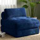 Welzona 3-in-1 Folding Sofa Bed, 34" Detachable Foldable Chair Bed Sleeper | Free Setup, Anti-slip, Plush Corduroy, Detachable Round Cushion, Convertible Sofa Bed Chair for Bedroom, Guest Room, Blue