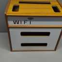 Wooden Router Shelf, Desktop WiFi Router Storage Box Modem Rack, Power Router Fences Standing Shelf Units, Cable Management Hider Box Organizer for Office and Home (Cherry Wood)