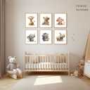 Wodkwq Nursery Wall Art Safari Animal Canvas Prints Baby Girl Boy Room Decor Poster Pictures Cute Jungle Theme Toddler Room Decoration Painting Set of 6 for Kids Bedroom Bathroom 12x16in Unframed