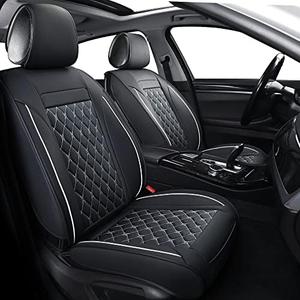 Vankerful Car Seat Covers Full Set,Universal Fit for Most Cars,SUV,Sedans and Pick-up Trucks,Automotive Vehicle Faux Leather Cushion Covers for 2 (Front Seat Black/White)