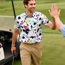 uideazone Mens Golf Shirt Dry Fit Athletic Polo Shirts Moisture Wicking Performance 3D Print Short Sleeve (White, XXL)