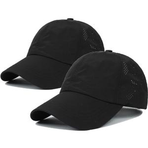 Quick Dry Fit Hats Athletic Baseball Cap Workout Hats for Running Hiking Golf Fishing |UPF 50+ Waterproof (Qd-b-black)