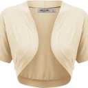 Lock and Love Women's Versatile Open Front Lightweight Short Sleeve Bolero Shrug, Size: Large