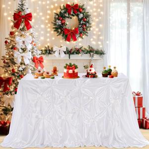 SoarDream White Table Cloth Rectangle Table Cover DIY Satin Tablecloth 90x90inch for Wedding Birthday Party Banquet Decoration