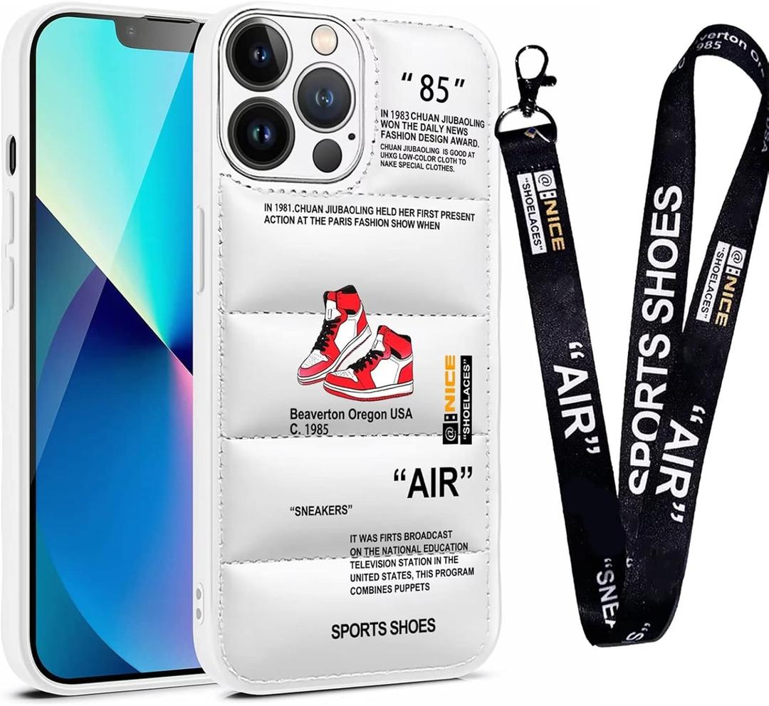 for iPhone 11 Pro Max CaseCool Sports Shoes Brand Phone Puffer Case Puffy Cove, Cool Red Sneakers ins White or Black Label Pattern Soft Cover-Ultra Thin Soft Silicone Shockproof Cover for iPhone