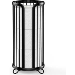 Toilet Paper Holder Stand, Freestanding Toilet Tissue Organizer, Minimalistic Storage Solution, Reserve Mega Rolls-Modern Black