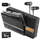 KLIM K10 Portable Cassette Tape Player & Tape Recorder, Cassette to MP3 Converter + Builtin Microphone & Speaker + USB PC Transfer + Battery/USB Powered + 8GB SD Card + Earphones