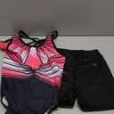 MODAFANS Gymnastics Leotards for Girls Sparkly Ballet Dance Unitards Biketards Tumbling Shorts Cross Back Activewear (12-13 Years, Magenta-Black Diamond Set)