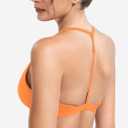 YEOREO Sports Bras for Women Strappy Padded Halter Ericie Open Back Light Impact Deep V Neck Yoga Workout Gym Tops (Orange, S)