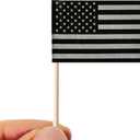 2 x stidsds 100 Pcs Black American Flag Black USA Toothpick Flags Mini Small Black US Cupcake Toppers Stick Flags Banner Party Cocktail Fruit Decoration