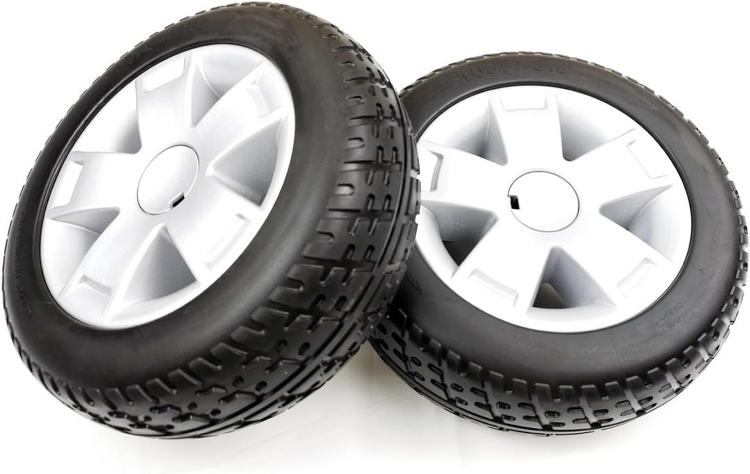 Mobility scooter replacement wheel,10.4"x3.6" Flat-Free Front Wheel 5-Spoke Rim for Victory 10,Victory LX Sport etc Mobility Scooters (WHLASMB1819),W/bearing, Silver+Black, 1Pr