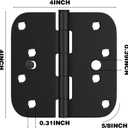 goldenwarm Black Door Hinges 4inch 2 Pack Security Door Hinges, Interior/Exterior Matte Black 4" Hinges with 5/8" Radius Corner for Doors Reversible Full Mortise Combination