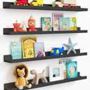 Forbena Black Picture Ledge Shelf 4-Pack, 36 Inch Floating Shelves for Wall with Lip Edge, Extra Long Wood Hanging Wall Shelf for Living Room Bedroom Office Classroom Library Books Photo Frames Decor