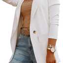 Womens Casual Long Sleeve Blazers Solid Color Knit Blazer Work Office Open Front Blazer Jacket (XX-Large, 2#white)