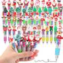 BESARME 48 Packs Christmas Multicolor Pen in One, 4-in-1 Xmas Tree Claus Christmas Gifts Stocking Stuffers for Teen Girls Cute Pens Bulk for Birthday