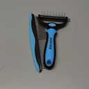 Docrok Pet Grooming Combo - Blue Deshedding Brush with Metal Comb for Detangling and Dematting Long, Matted Fur on Cats and Dogs