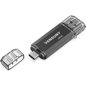 Vansuny 256GB USB C Flash Drive 2 in 1 OTG USB 3.0 + Tape C Memory Stick with Keychain Dual Type C Thumb Drive Photo Stick Jump Drive for Android Smartphones, Computer, Tablet, PC