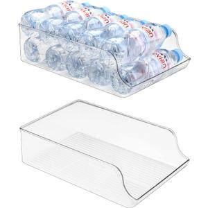 Puricon 2 Pack 16.9 oz Water Bottle Dispenser Organizer for Refrigerator Plastic Container Storage Bin for Fridge Freezer Pantry Kitchen