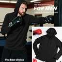Ficerd Hoodies for Men, Lightweight Long Sleeve Workout Gym Running Fishing Pullover Hooded Sweatshirt (Black, XL)