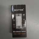 BESTTEN 5 Pack Super Slim Quiet Dimmer Light Switch, Smooth Slide Dimmer Switch, Single Pole or 3 Way Dimmable Light Switch, for LED, CFL, Incandescent, Halogen, ETL Listed, White