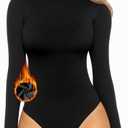 MANGOPOP Women's Mock Turtle Neck Long Sleeve Tops Bodysuit Jumpsuit. Size XXL