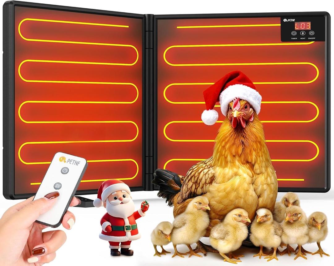 Chicken Coop Heater for Winter with Remote APP Control, 30''x12'' Large Foldable Chicken Heaters Warmer Inside Coop with Adjustable Timer Temp, 180W Safe Flat Panel Radiant Heater for Chickens Coops