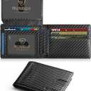 RUNBOX Wallet for Men Slim Rfid Leather 2 ID Window With Gift Box (Carbon Black)