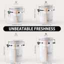 4-Piece Airtight Ceramic Canisters Set with Wooden Spoons & Chalk Labels Perfect for Coffee, Sugar, Flour, Tea (Marble) Stylish & Leakproof Kitchen Storage