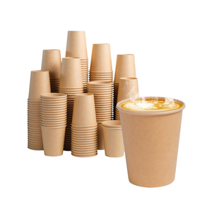 300 Pack 8 oz Paper Coffee Cups, Disposable Kraft Coffee Cups, Hot/Cold Drinking Cup for Water, Coffee, Juice