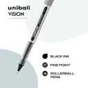 uni-ball(R) Vision(TM) Rollerball Pens, 0.7 mm, Fine Point, Gray Barrel, Black Ink, Pack Of 10, 60126
