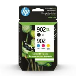 902XL Black + 902 Cyan, Magenta, Yellow Ink Cartridge (Black XL + CMY) | Works OfficeJet 6954, 6958, 6962 OfficeJet Pro 6968, 6975, 6978 | T0A39AN