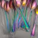 Rainbow Teaspoons 6.5" Set of 12, Berglander Stainless Steel Titanium Plating Shiny Mutil-Color Tea Spoons Silverware, Colorful Tea Spoon Small Dessert Spoon Teaspoon Easy To Clean Dishwasher Safe