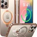 CASEKOO 360 Spin Magnetic Stand for iPhone 16 Pro Max Case Desert Titanium [Compatible with Magsafe][16FT Military Protection] Slim Hand-Polished Frame Titanium Alloy Sturdy Stand 6.9", Rose Gold