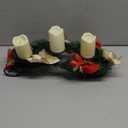 FORUP Christmas Centerpiece, Christmas Candle Holders, Christmas Tabletop Poinsettia Centerpiece with 3 Flameless Candle, Romantic Holiday Candelabrum for Home Party Christmas Table Mantel Decorations