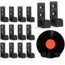 Weysat 12 Pcs Wood Vinyl Record Wall Mount Display Shelf Record Holder Vinyl Wall Mount Floating Shelves Album Cover Storage for Bedroom Living Room Home Office Decoration (Black)